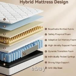 King Size Mattress 10.6 Inch Memory Foam Pocket Spring Mattress 5FT