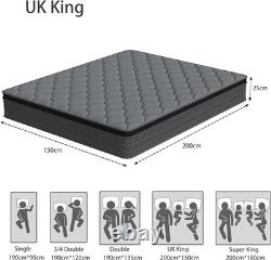 King Size Mattress 5FT, 10 Inch Gel Memory Foam Pocket Sprung Hybrid Mattress