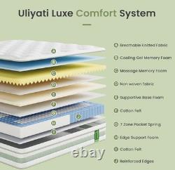 King Size Mattress 5FT, 10 Inch Gel Memory Foam Pocket Sprung Hybrid Mattress