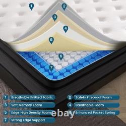 King Size Mattress 5FT, 10 Inch Memory Foam Medium Firm & Pocket Spring Mattress