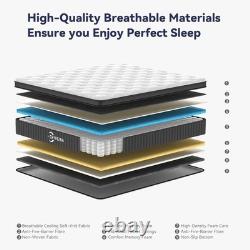 King Size Mattress 5FT, 12 Inch Memory Foam Pocket Sprung Hybrid Mattress, 9-Zon