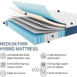 King Size Mattress 5FT, Gel Memory Foam Pocket Sprung Orthopedic Mattress