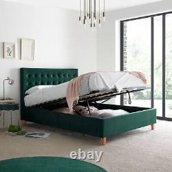 Kingley Green Velvet Ottoman Storage Bed