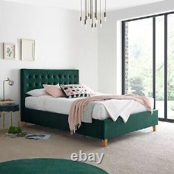 Kingley Green Velvet Ottoman Storage Bed