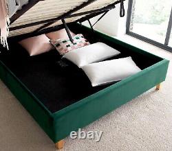 Kingley Green Velvet Ottoman Storage Bed