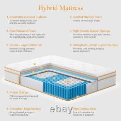 Kingsize Mattress 27cm Memory Foam & Pocket Spring Hybrid 7-Zone Ergonomic Suppo