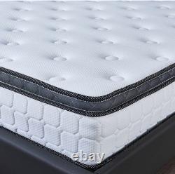 LANKOU Double Pillow Top Memory Foam Hybrid Pocket Sprung Mattress 190x137x26cm