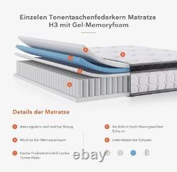 LANKOU Double Pillow Top Memory Foam Hybrid Pocket Sprung Mattress 190x137x26cm