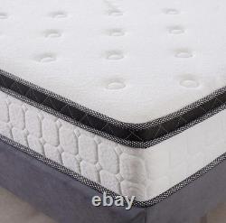 LANKOU Double Pillow Top Memory Foam Hybrid Pocket Sprung Mattress 190x137x26cm