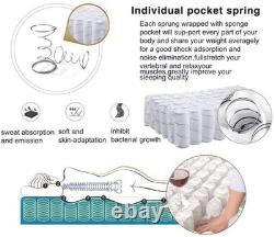 LANKOU Pillow Top Memory Foam Hybrid Pocket Sprung Mattress, 5FT King