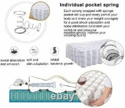 LANKOU Pillow Top Memory Foam Hybrid Pocket Sprung Mattress, Double 4FT 6