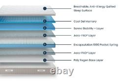 LUXURY Memory Foam Pocket Sprung Mattress King Size SONNO Cool Gel Memory 1000