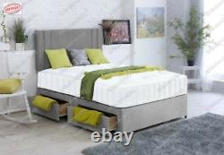 Lily Velvet Memory Foam Divan Bed Set With Mattress Headboard 3ft 4ft6 5ft 6ft