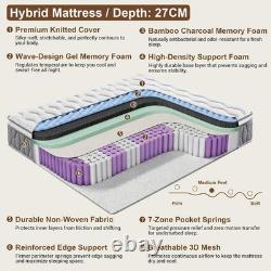 Luxury Orthopaedic 10.6 Hybrid 750 Coils Pocket Sprung Memory Foam Mattress 3ft