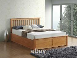 Melbourne Oak Wooden Ottoman Storage Bed 4ft6 Double Bed and 5ft King Size Bed
