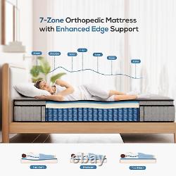 Mellsom Double Mattress 4FT6, Gel Memory Foam 7 Zone Pocket Sprung Hybrid Double