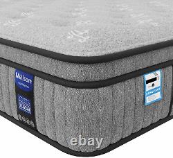 Mellsom Double Mattress 4FT6, Gel Memory Foam 7 Zone Pocket Sprung Hybrid Double