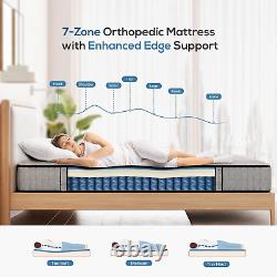 Mellsom Super King Mattress 6FT, Gel Memory Foam 7 Zone Pocket Sprung Hybrid 8