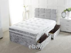 Memory Foam Crush Divan Bed Set With Mattress Headboard 3ft 4ft6 Double 5ft King