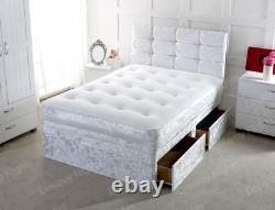 Memory Foam Crush Divan Bed Set With Mattress Headboard 3ft 4ft6 Double 5ft King