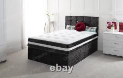 Memory Foam Crush Divan Bed Set With Mattress Headboard 3ft 4ft6 Double 5ft King