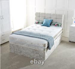 Memory Foam Crush Divan Bed Set With Mattress Headboard 3ft 4ft6 Double 5ft King