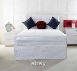 Memory Foam Crush Divan Bed Set With Mattress Headboard 3ft 4ft6 Double 5ft King