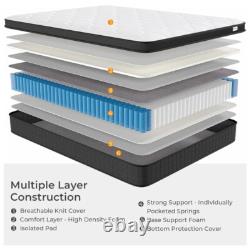 Memory Foam Hybrid Mattress Orthopedic 7 Zone Pocket Sprung Medium Firm Double