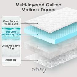 Memory Foam Mattress Topper Double Bed Gel Mattress Pad with Extra Deep Pocket