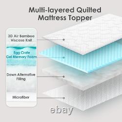 Memory Foam Mattress Topper King Size, Gel Cooling Pad Extra Deep Pocket 150x200