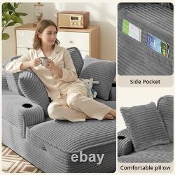 Memory Foam Oversized Single Sofa With Cup Holders & Side Pocket for Living Room