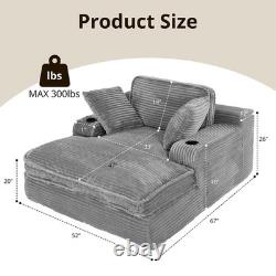 Memory Foam Oversized Single Sofa With Cup Holders & Side Pocket for Living Room