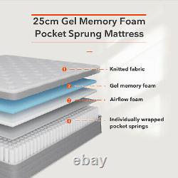 Memory Foam Pocket Sprung Hybrid Mattress Orthopaedic Single Double 3ft 4ft 4ft6