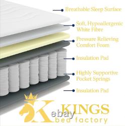 Memory Foam Pocket Sprung Luxury Mattress 3ft Single 4ft6 Double 5ft King Size