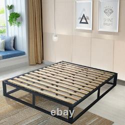 Modern Attic Or Loft Low Platform Black Metal Bed Frame Single, Double, KingSize