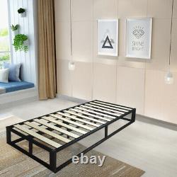 Modern Attic Or Loft Low Platform Black Metal Bed Frame Single, Double, KingSize