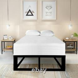 Modern Attic Or Loft Low Platform Black Metal Bed Frame Single, Double, KingSize