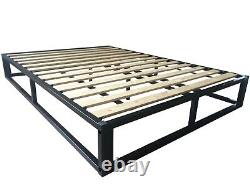 Modern Attic Or Loft Low Platform Black Metal Bed Frame Single, Double, KingSize