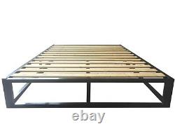 Modern Attic Or Loft Low Platform Black Metal Bed Frame Single, Double, KingSize