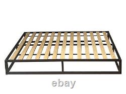 Modern Attic Or Loft Low Platform Black Metal Bed Frame Single, Double, KingSize