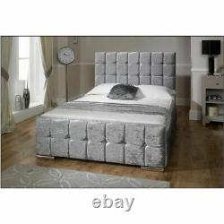 Modern Crushed Velvet Storage Fabric Bed Double Kingsize Memory Foam Mattress