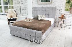 Modern Crushed Velvet Storage Fabric Bed Double Kingsize Memory Foam Mattress