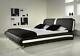 Modern Double Or King Size Leather Bed Black & White + Memory Foam Mattress Beds