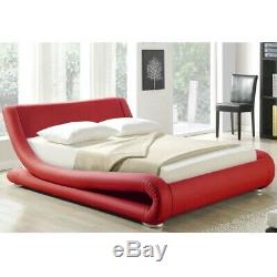 Modern Italian Design King Size 5ft Leather Bed + Memory Foam Mattress Clearance