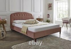 Modern New Plush Pink 4ft6 Double & 5ft King Size Fabric Beds With Mattress