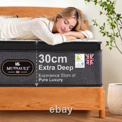 Mutsault Single Mattress 3FT, Hybrid Pocket Sprung/Memory Foam, Extra Deep 30cm