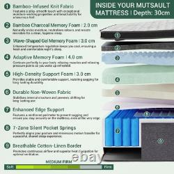 Mutsault Single Mattress 3FT, Hybrid Pocket Sprung/Memory Foam, Extra Deep 30cm
