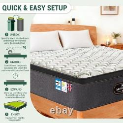 Mutsault Single Mattress 3FT, Hybrid Pocket Sprung/Memory Foam, Extra Deep 30cm