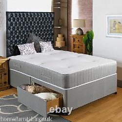 NEW 3ft6 Large Single DIVAN BED + POCKET SPRUNG MEMORY FOAM MATTRESS+HEADBOARD