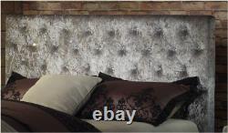 New Crushed Velvet Silver Draw Bed With Mattress Of Your Choice Fast Delivery